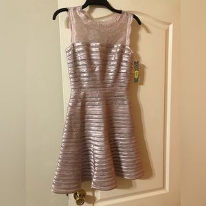Gianni Bini Dusty mauve color strip a-line cocktail dress Size 0 brand new